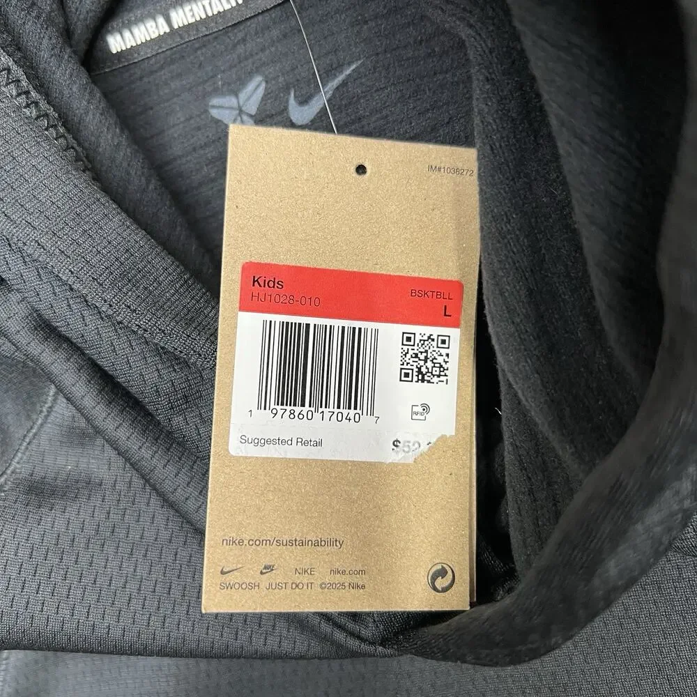 Nike Kobe Hoodie Size Large Big Kids Black White Therma Fit Pullover $52